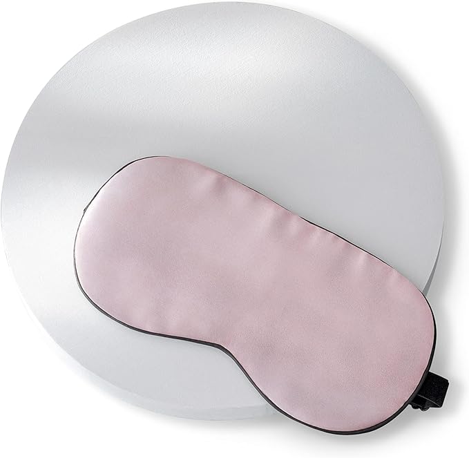 SLEEP & GLOW Silk Sleep Eye Mask Luxury Mulberry 22 Momme 100% Natural Triple Silk Blindfold with Adjustable Strap for Comfortable Sleeping & Face Skin Care (Pink)