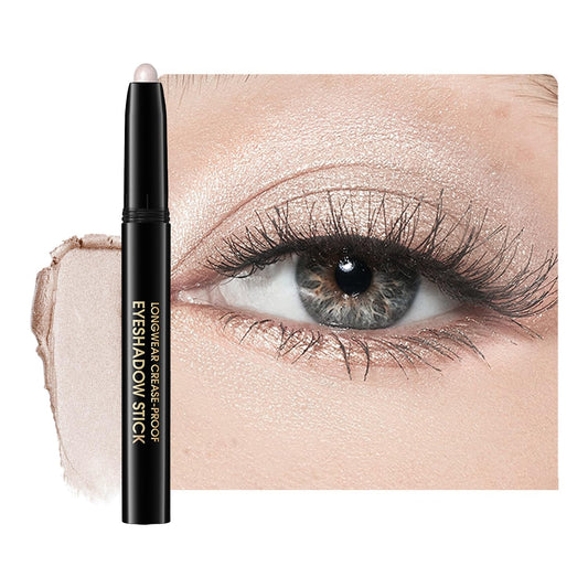 CHIFURE Eyeshadow Stick, Shimmer and Matte Cream Eye Shadow Brightener Sticks Eyeliner Pencil Crayon, Waterproof Long Lasting Eye Highlighter Stick Makeup,0.056 Oz(#6-Oyster)