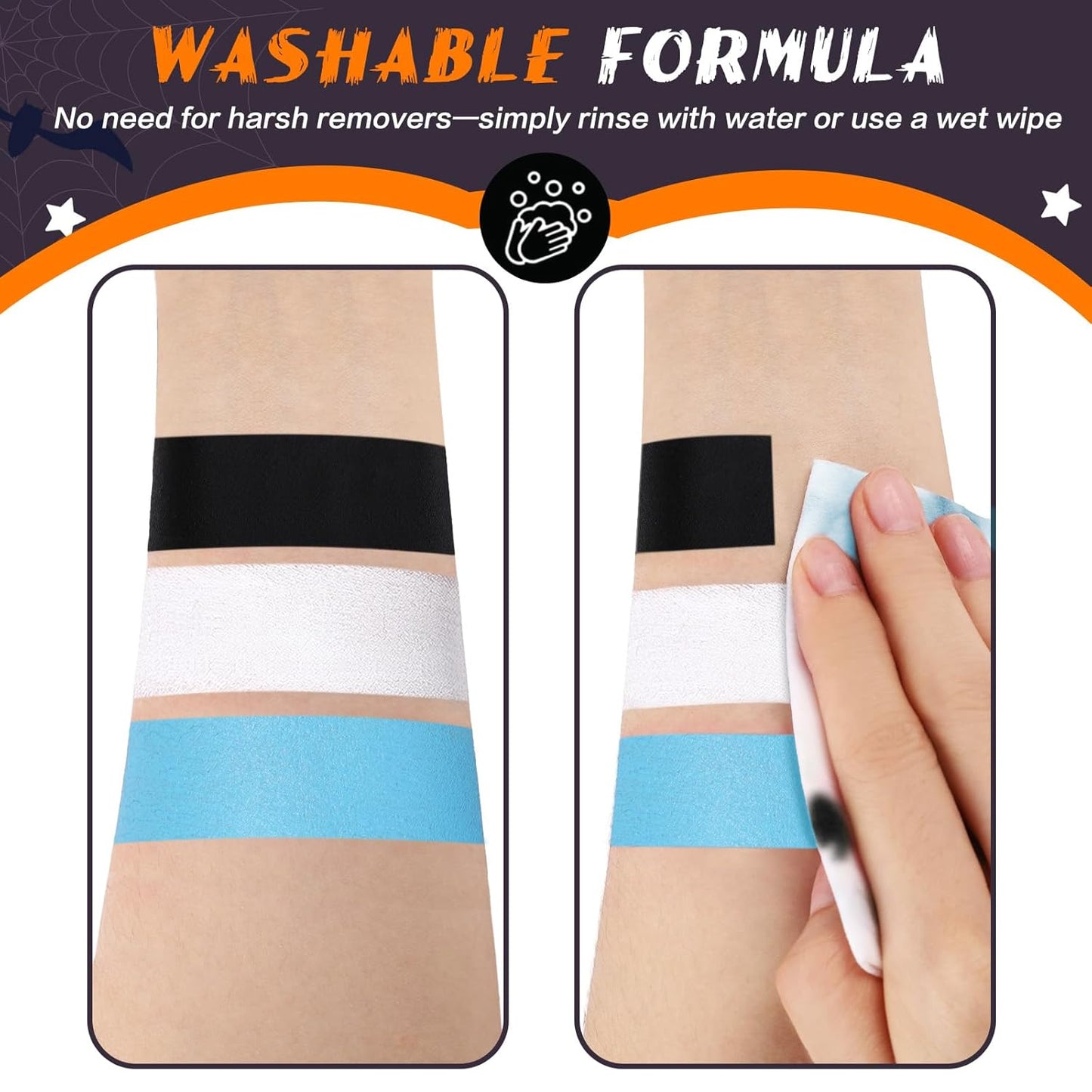 BOBISUKA Light Blue Face Body Paint Stick Washable Water-Based Face Paint Makeup Stick for Halloween Corpse Bride, Sally, Avatar, Skeleton, Skull, Smurf, Cosplay, SFX, Sports Eye Black & Costume Party