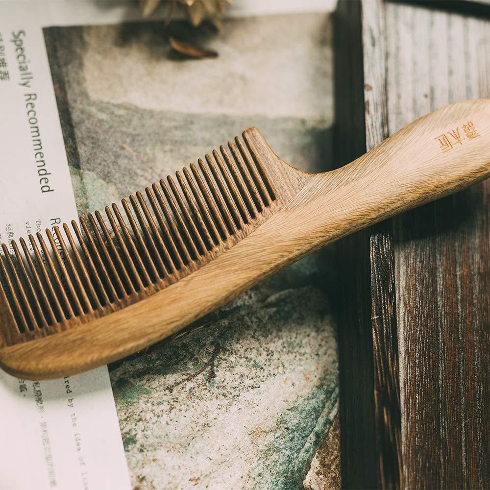 Tan Mujiang Anti-Static, Wood Comb with Dragonfly and Lightning