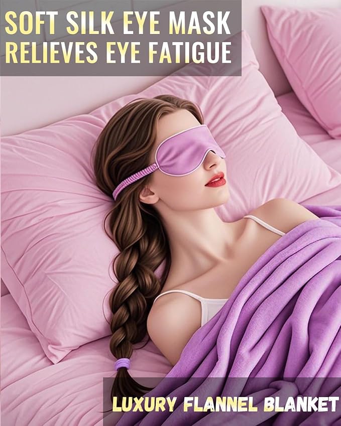 Spa Gift Baskets for Women - 11-Piece Self Care Kit with Soy Candle, Bath Salts, Purple Blanket, Insulated Tumbler, Eye Mask & More – Unique Mothers Day, Birthday, or Get Well Soon Gifts for Women