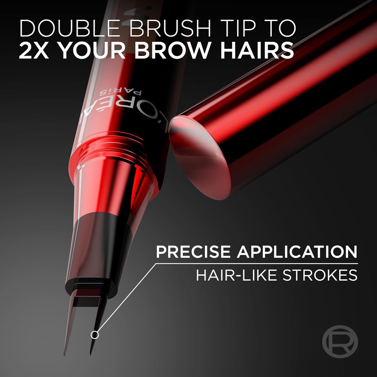 L'Oreal Paris Faux Brow, Hair-Like, Filling Eyebrow Pen with Double-Brush Tip, Fast & Precise Eyebrow Makeup, Mahogany, 0.04 Fl Oz