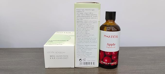 3.38FL.OZ Apple Fragrance Oils for Aromatherapy, Essential Oils for Diffusers for Home, Perfect for Diffuser, Yoga, Skin Care, DIY Candle and Soap Making - 100ml