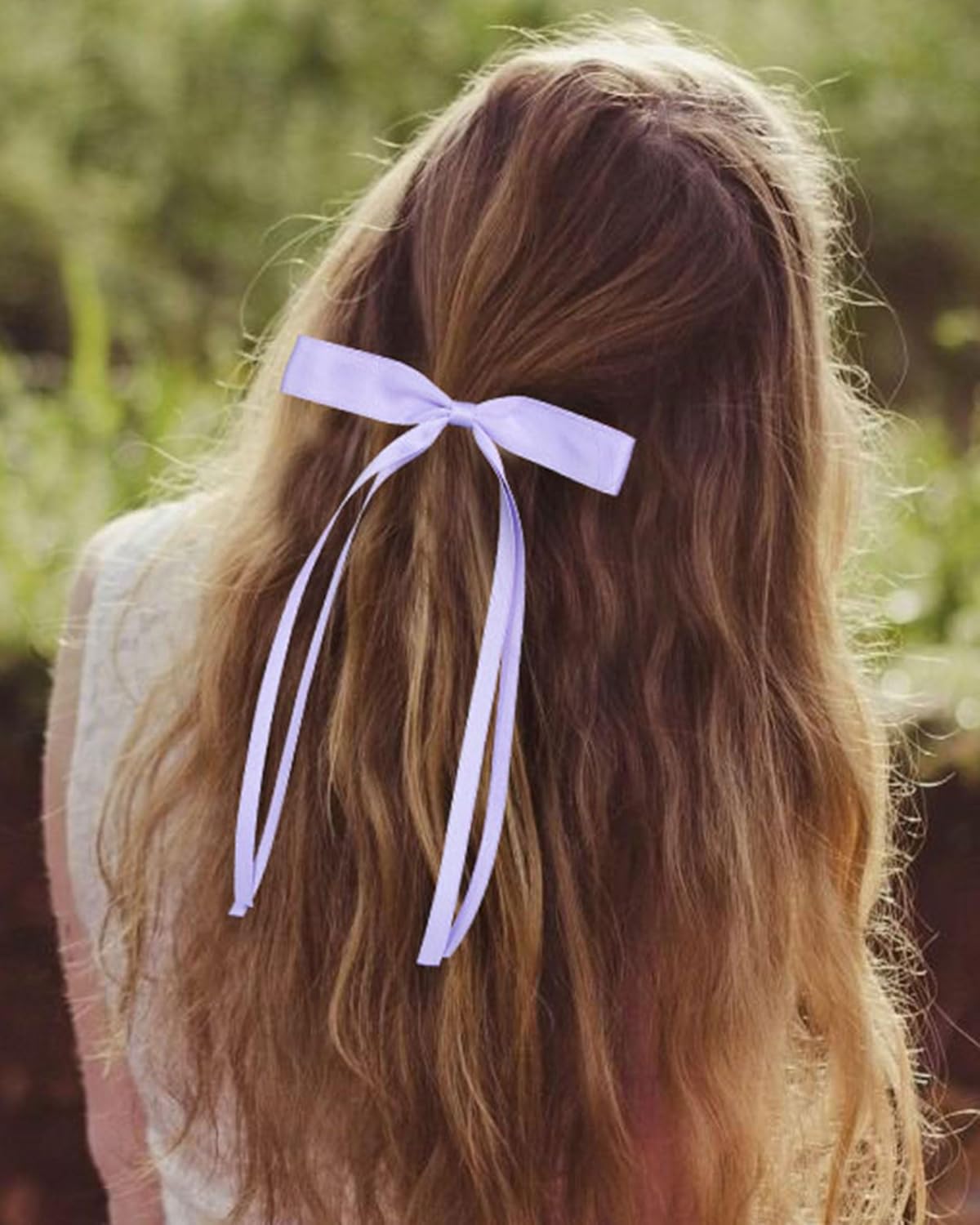 6Pcs Tassel Ribbon Hair Accessories for Women and Girls - Bowknot Clips with Long Tails in Assorted Colors (Blue/Pink/White/Beige/Purple/Red)