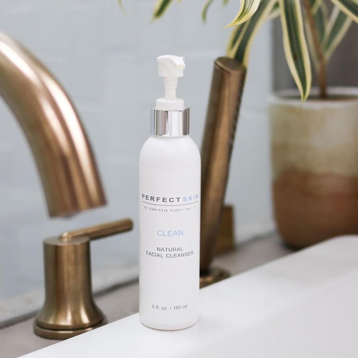 PERFECT SKIN BY CHRISTIE KIDD, PA-C Clean Natural Facial Cleanser – Gentle Face Wash with Aloe, Olive Leaf & Tea Tree – Soothes, Hydrates, Deep Cleans Pores – 6 fl oz (180 ml)