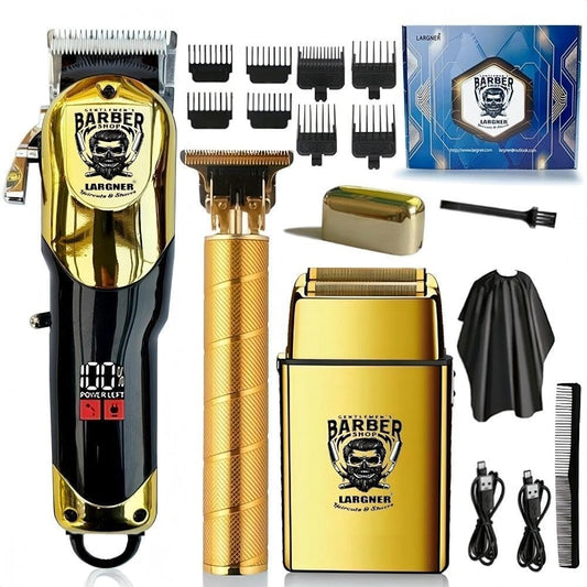 Hair Clippers for Men Professional, Cordless Beard Trimmer & Electric Razor Shavers for Men, Rechargeable 3 Piece Barber Hair Cutting Kit LED Display Men's Grooming Kit