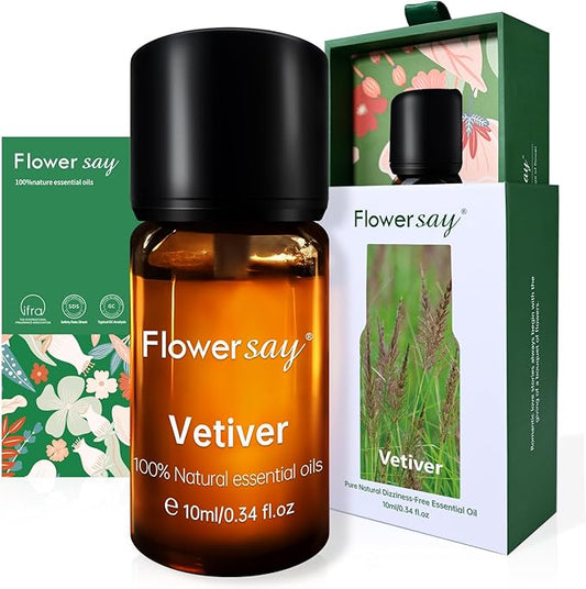 Vetiver Essential Oil 0.34Oz - 100% Pure Natural MAX Undiluted Premium Therapeutic Grade Essential Oils for Diffuser/Skin Care/Massage/Hair/Toenails