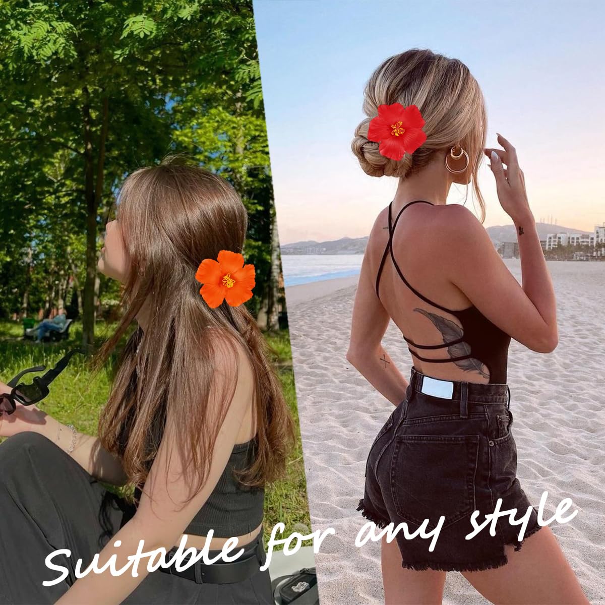 4Pcs Hawaiian Flower Hair Clips For Women Hibiscus Flower Hair Barrettes Alligator Clip Spring Plumeria Hair Accessories Clip Hawaii Party Decorations For Summer Beach Vacation Hair Styling Designs