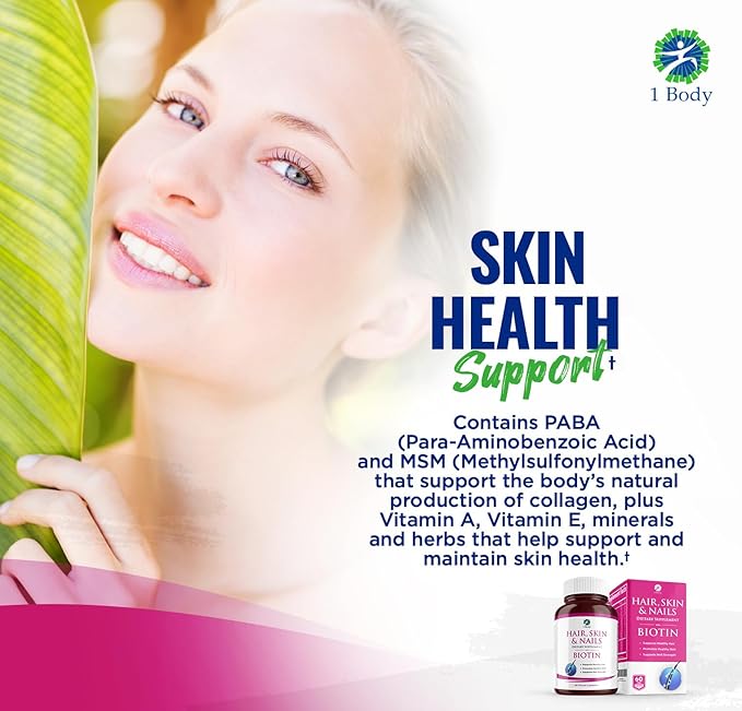 Hair, Skin and Nails Vitamin Supplement with Biotin, Each Bottle Contains 26 Essential Vitamins, 3 Bottle Pack, Growth Formula for Men and Women
