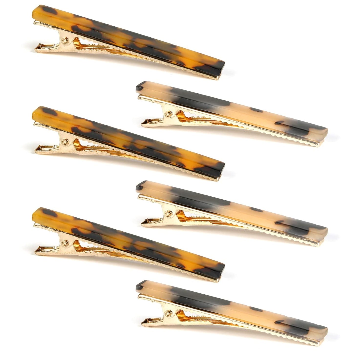Cobahom 6 Pack Leopard Print Tortoise Shell Metal Hair Pins, Duck Teeth Hair Clips for Styling Women's Hair 2.36 Inch