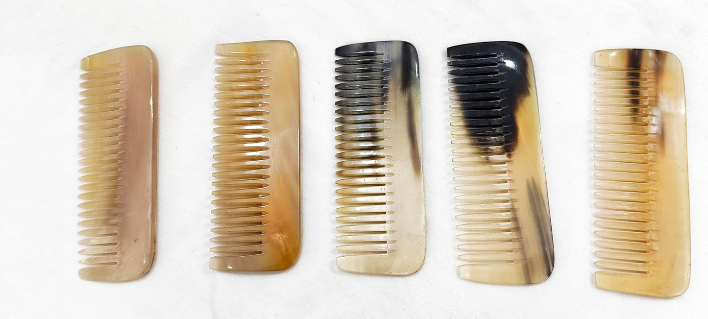 Generic Natural Buffalo Horn Comb, Anti Static, Fine Tooth Hair and Beard Comb (4 Inch)