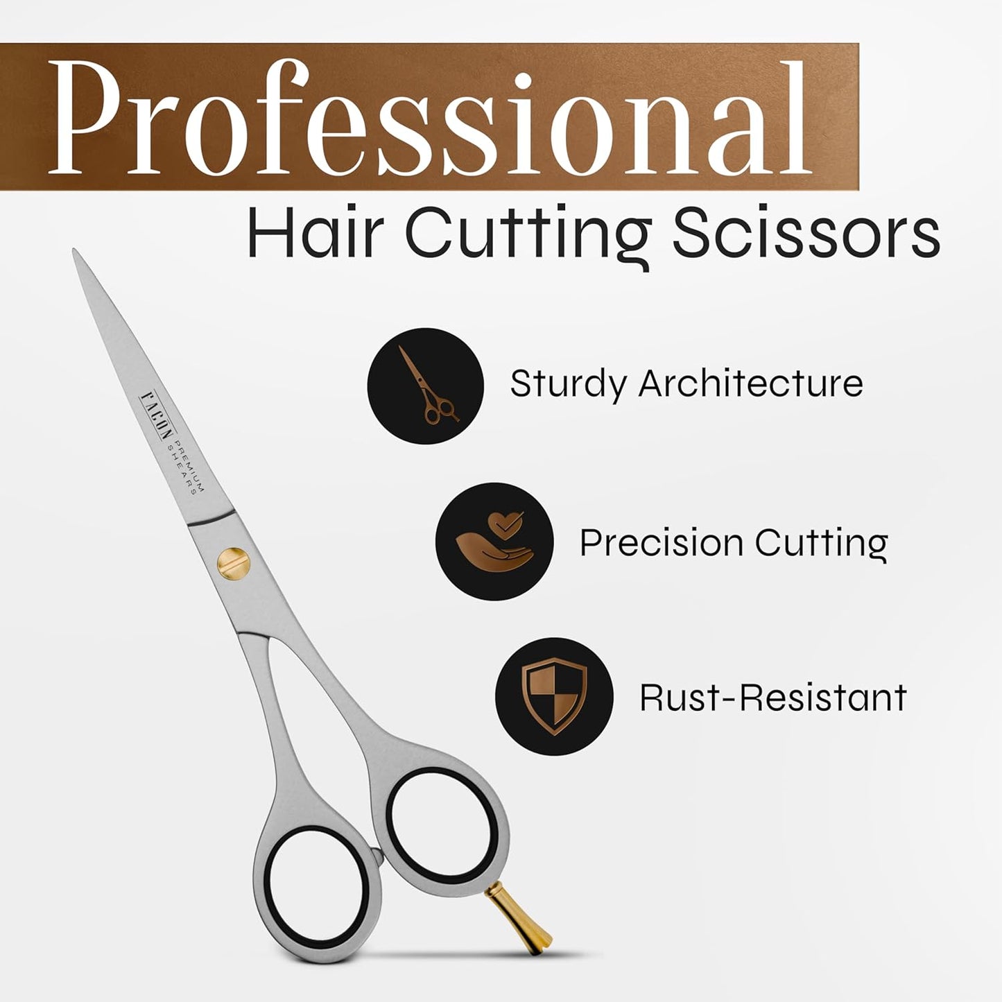 Facón Hair Cutting Scissors - Professional Hair Scissors 6.5 Inch Razor Edge Barber Shears Salon Hair Cutting Shears - Japanese Stainless Steel - Precision Cutting Premium Shears for Men, Women & Kids