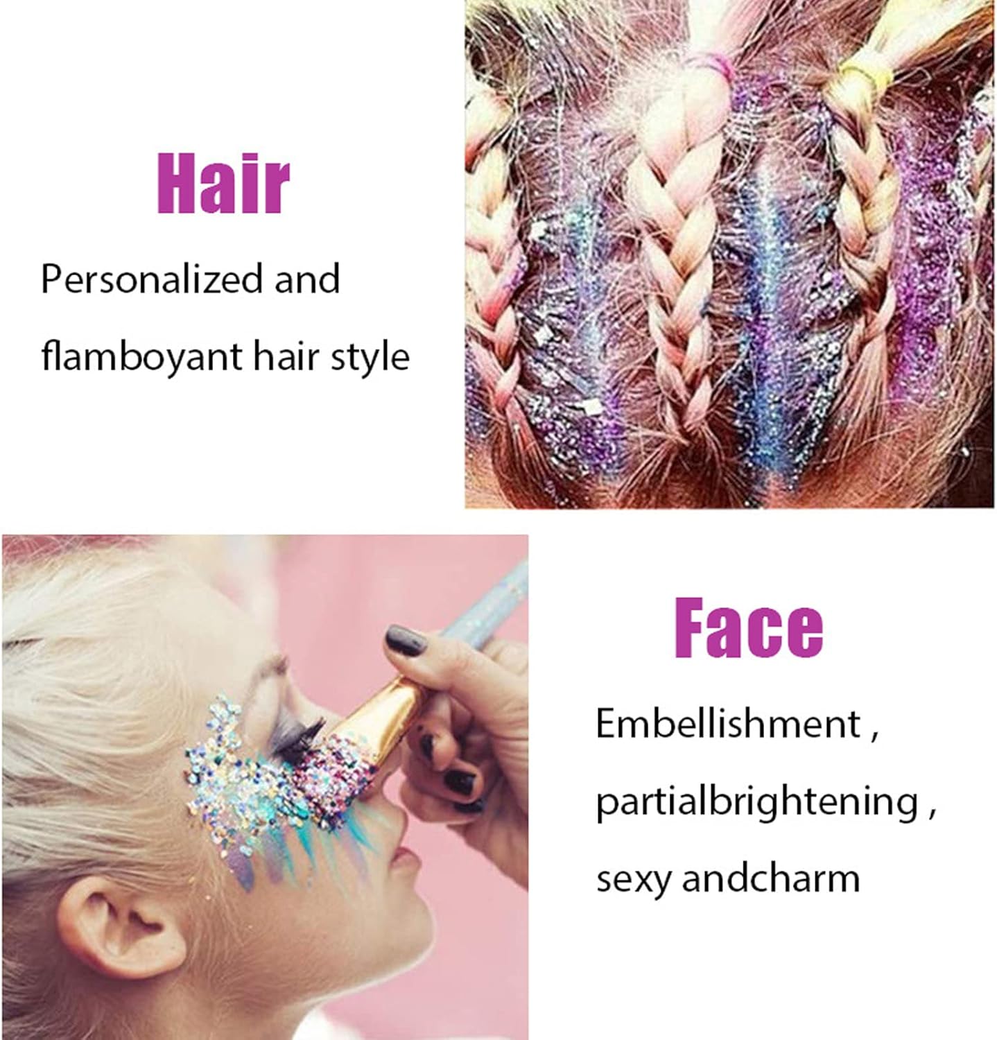 Black Face & Body Glitter Gel - Mermaid Sequins Lip, Eye, Nails, Hair & Festival Rave Accessories