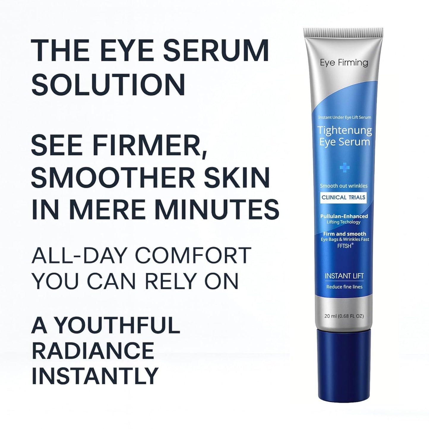 Instant Under Eye Lift Serum – Reduces Puffiness, Eye Bags & Wrinkles in Minutes | Advanced Firming Polysaccharide Formula for Mature Skin | Anti-Aging Under Eyes Treatment 20 mL