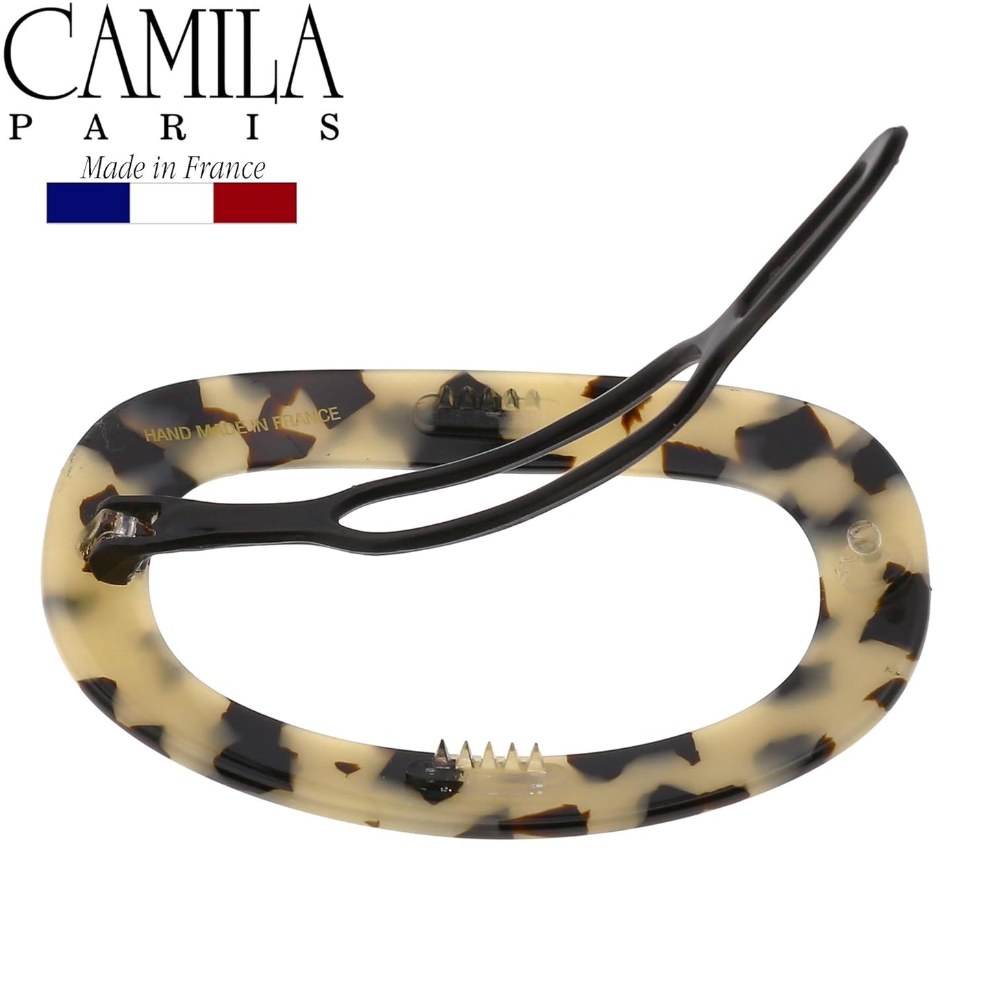 Camila Paris CP2802 French Hair Barrette Clip for Women, Handmade, Flow, Slide-in Metal-Free Closure, Strong Hold Grip Hair Clips for Girls, No Slip Durable Styling Hair Accessories, Made in France