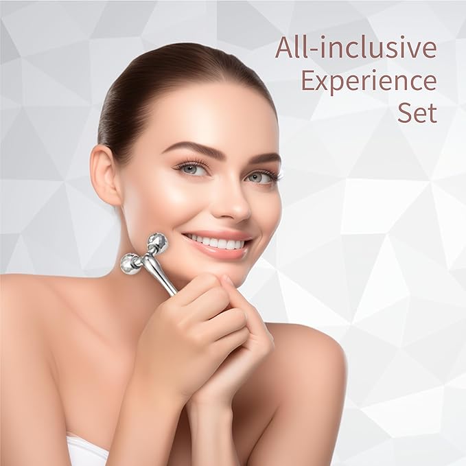 Face Roller Massage Skin & Gua Sha Facial Tools, Eye Roller for Puffy Eyes, Cream Applicator for Lift 4-in-1,Massage Tool for Face Neck Eye Body Skin Care. Skin Care Gift for Women.