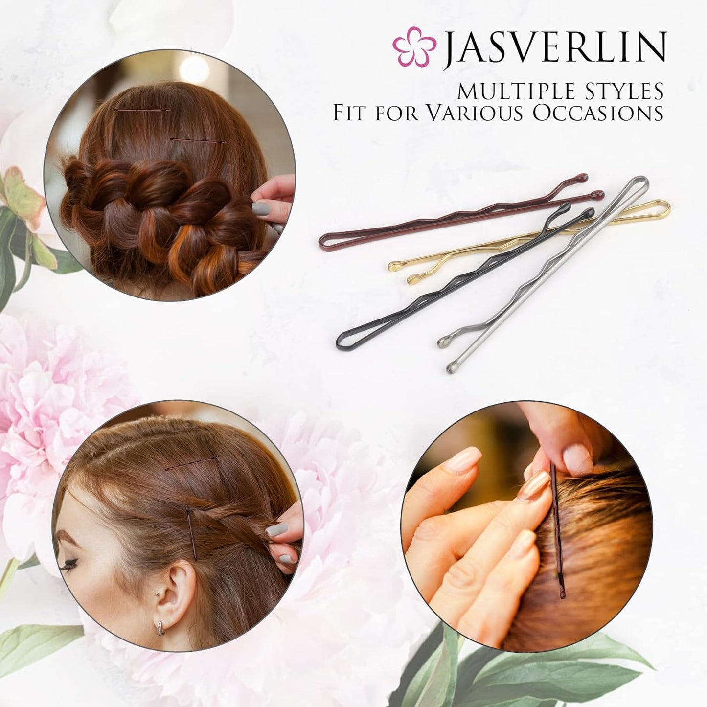 100 Pcs 2 Inch Bobby Pins Brown Premium Styling Hair Pin for Women Girls Long Thick Accessories Decorative Firm Hold Bulk