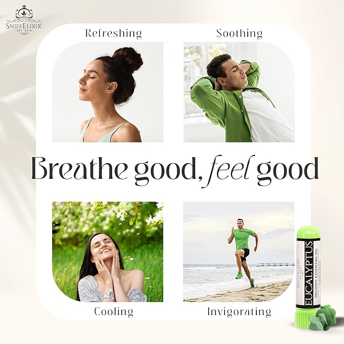 Eucalyptus Inhaler for Adults - 2 Pack Eucalyptus Nasal Inhaler with Essential Oils, Natural Aromatherapy Nasal Stick Inhaler for Breathing, Portable Nasal Inhalers for Aromatherapy Stick