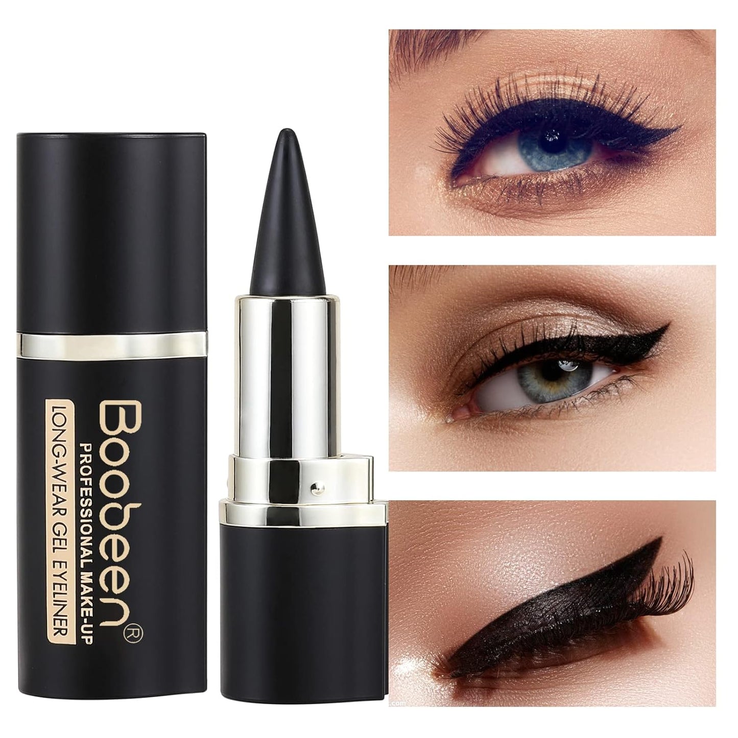 Boobeen Black Eyeliner Pencil - Quick Drying, Waterproof & Smudge-proof All Day Gel Eyeliner - Create Statement Eye Look