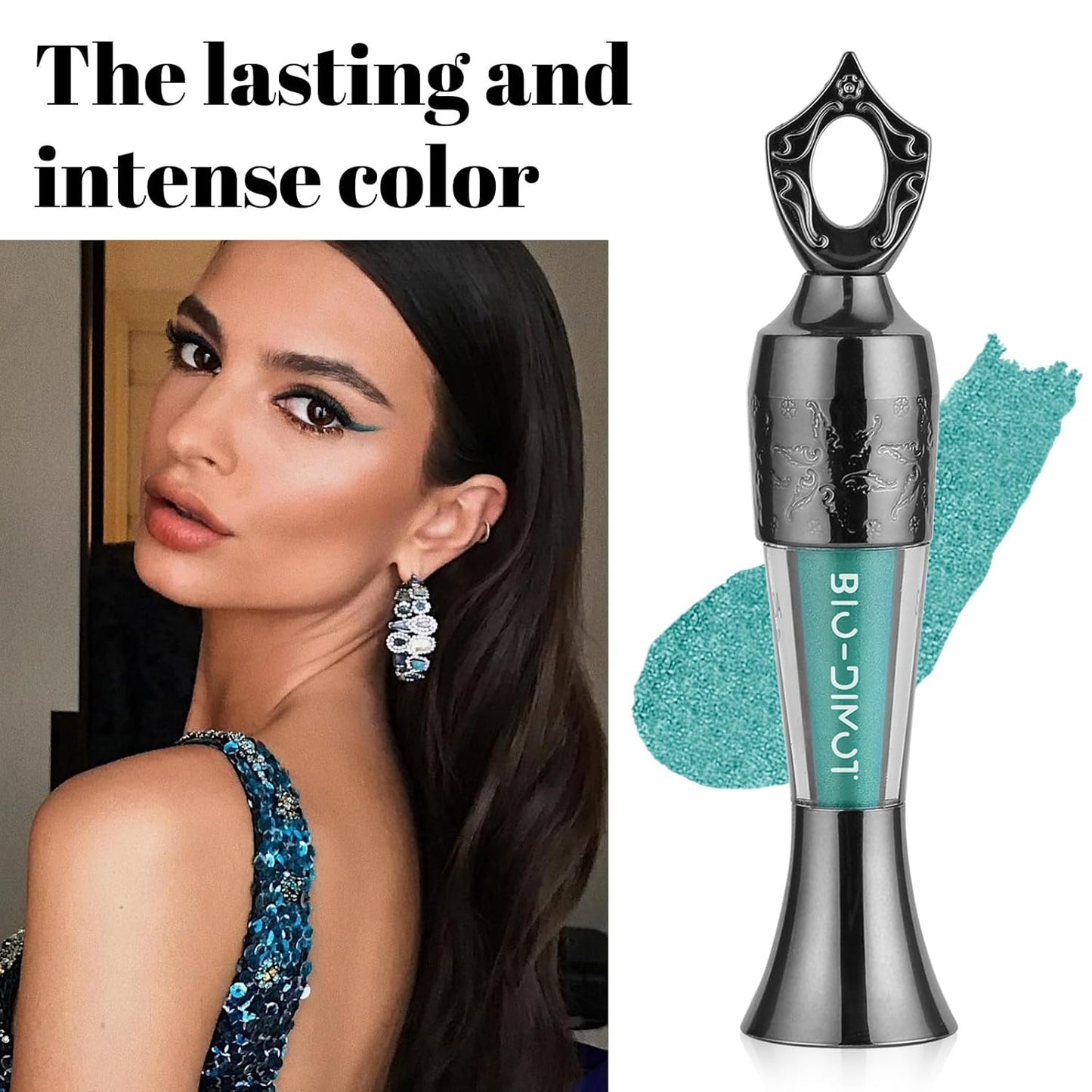 Sheda Powder Eyeliner, a handcrafted, 100% natural powder eyeliner, waterproof, long-lasting, rich, smudge-resistant color (Dark Green)