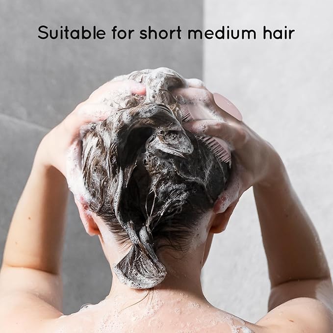 2 PC Scalp Massager Shampoo Brush, ECOED Scalp Scrubber & Exfoliator for Dandruff Removal, Wet & Dry and Detangler for Men and Women, Suitable for Short Medium Hair (Pink)