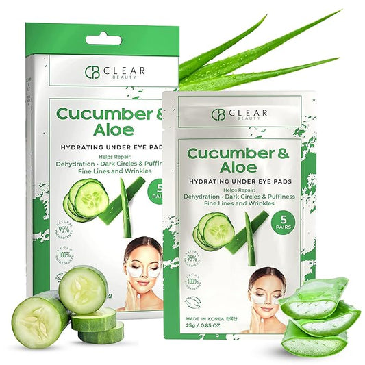 Cucumber & Aloe Under Eye Patches - Dermatologist Tested, Reduces Dark Circles, Anti-Aging - Clean Beauty, Natural Ingredients, Cruelty-Free Korean Skincare - All Skin Types - 5 Pairs
