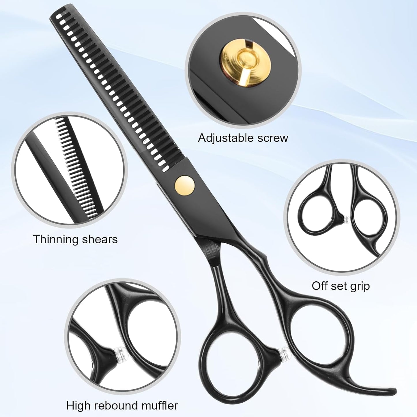 Hair Cutting Scissors Kit, Professional Barber Shears Set with Hair Scissors Thinning Shears, Tijeras para Cortar Cabello Haircutting Sheers Hair Cut Blending Salon Scissor for Men Women Pet