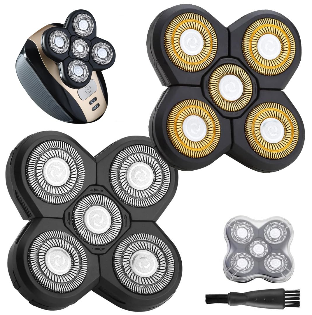 2 Universal 5 Blades Head Shaver Replacement Heads for Head Shaver, Head Shaver Replacement Blades