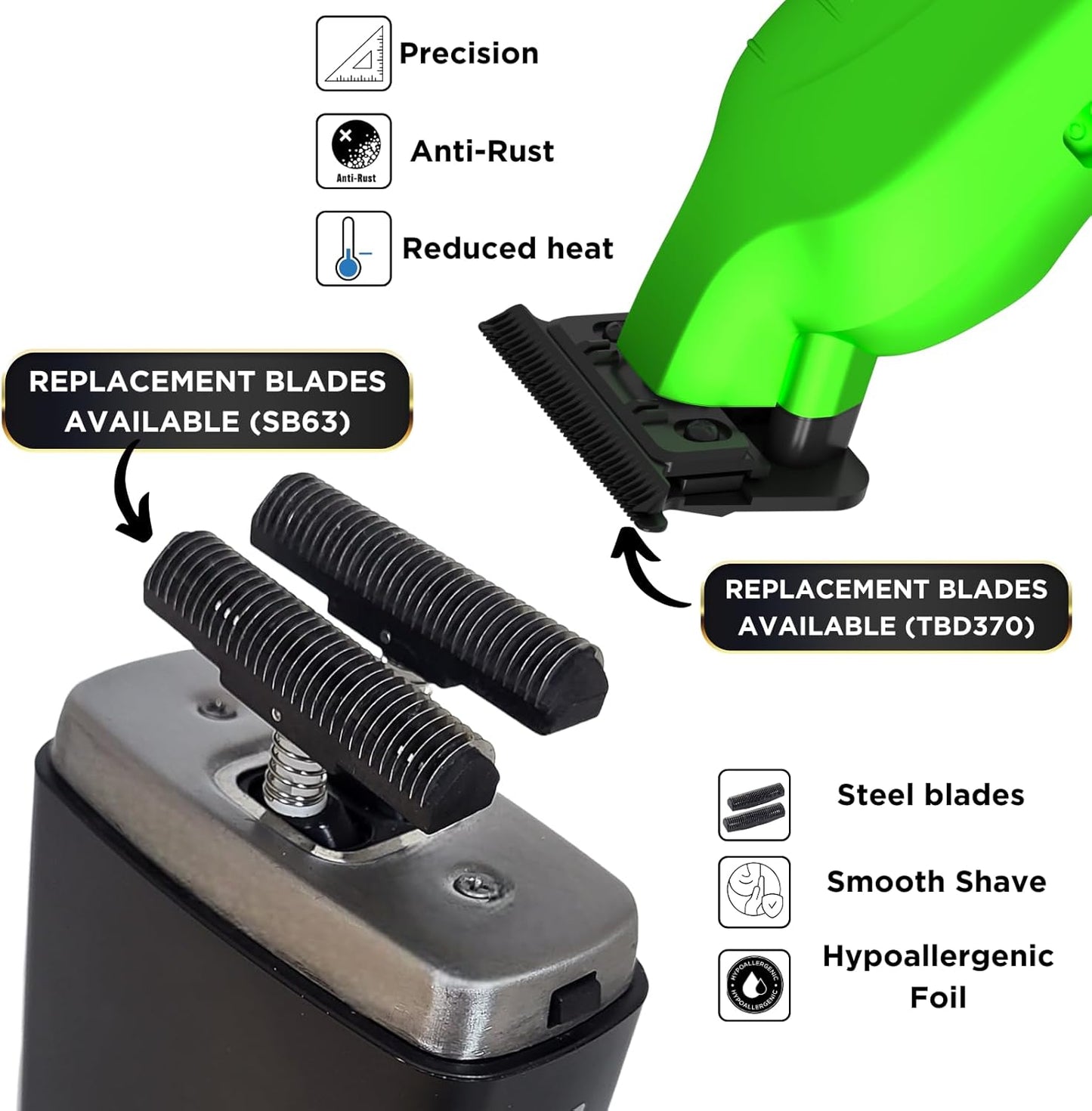 Supreme Trimmer Vader Trimmer & Crunch Foil Shaver Barber Haircutting Kit | Professional DLC T-Blade Beard Trimmer ST3778 & STF602 Waterproof IPX6 Shaver Set | (Acid)