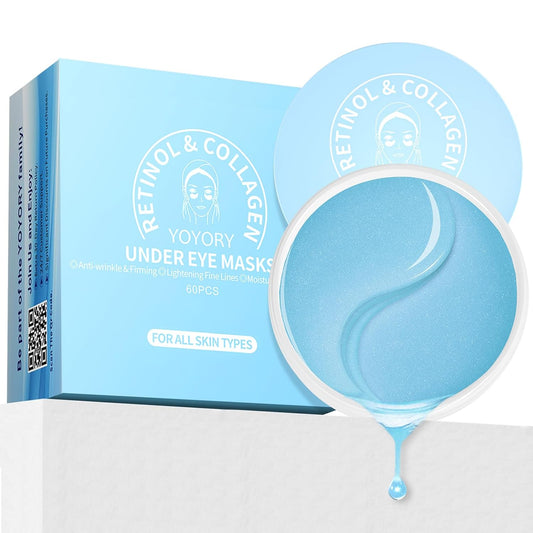 Under Eye Patches Masks - for Eye bags with Collagen and Hyaluronic Acid, Dark Circles,and Fine Lines, Puffiness Smoothing Skin Care Treatment for Women and Men, Anti-Wrinkle(60 Pcs) Blue