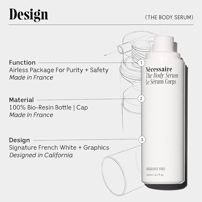 Nécessaire The Body Serum - Hydrating Serum With Hyaluronic Acid, Niacinamide + Ceramides. Dermatologist-Tested. Hypoallergenic. Approved By The National Eczema Association. 150 ml / 5.1 fl oz.