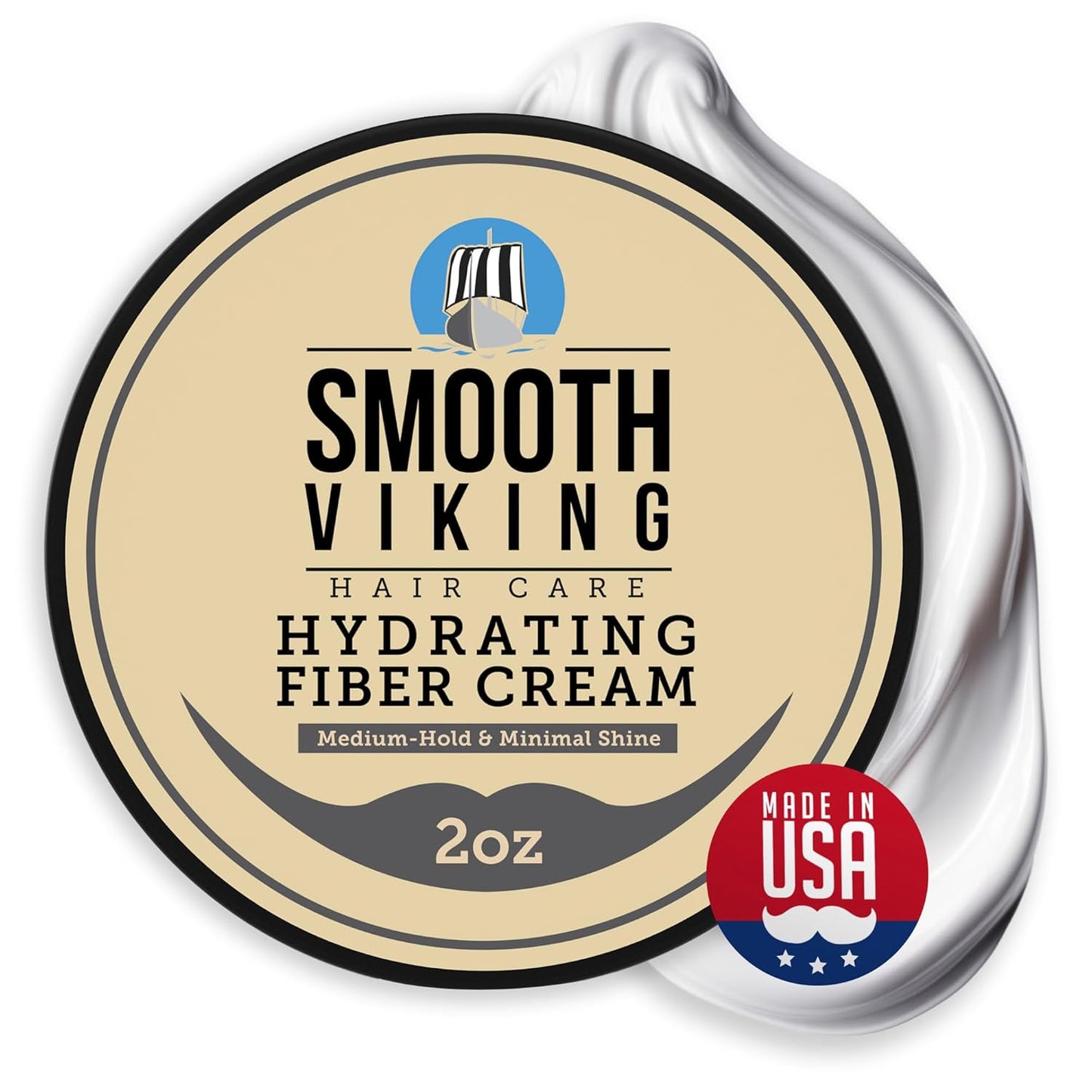 Smooth Viking Hydrating Fiber Cream for Men - Hair Cream for Men, Hair Gel for Men, Mens Hair Products, Mens Hair Paste, Styling Cream Men - Made in USA, 2oz