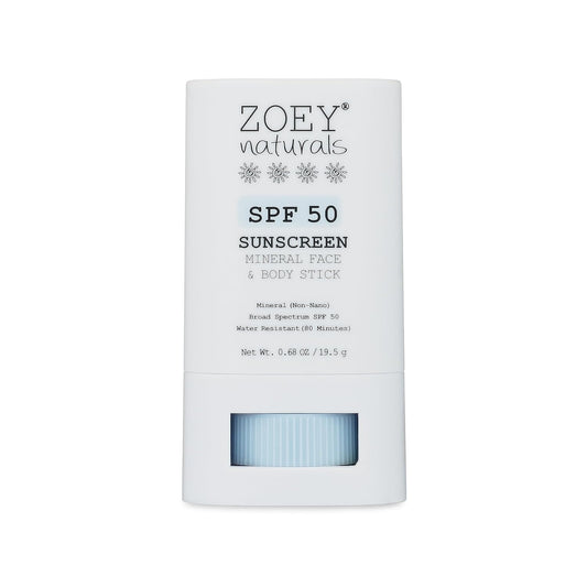Zoey Naturals SPF 50 Mineral Sunscreen Stick for Babies & Kids - Safe Sunblock Moisturizer for Body & Face - with Rose Hips Oil, Zinc Oxide, Cruelty Free and Reef Safe, Made in USA