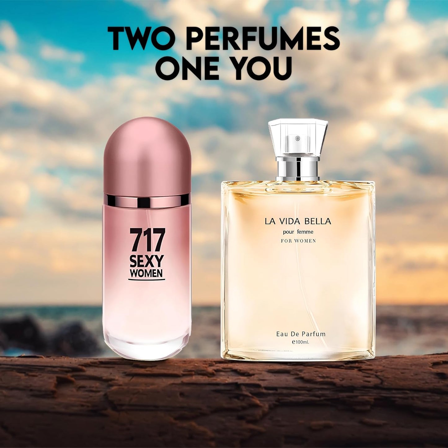 Women Perfume 2PCS Combo La Vida Bella/717 Sexy Eau De Parfum Long Lasting Fragrance 3.4 Fl Oz Spray Each for Daily Used