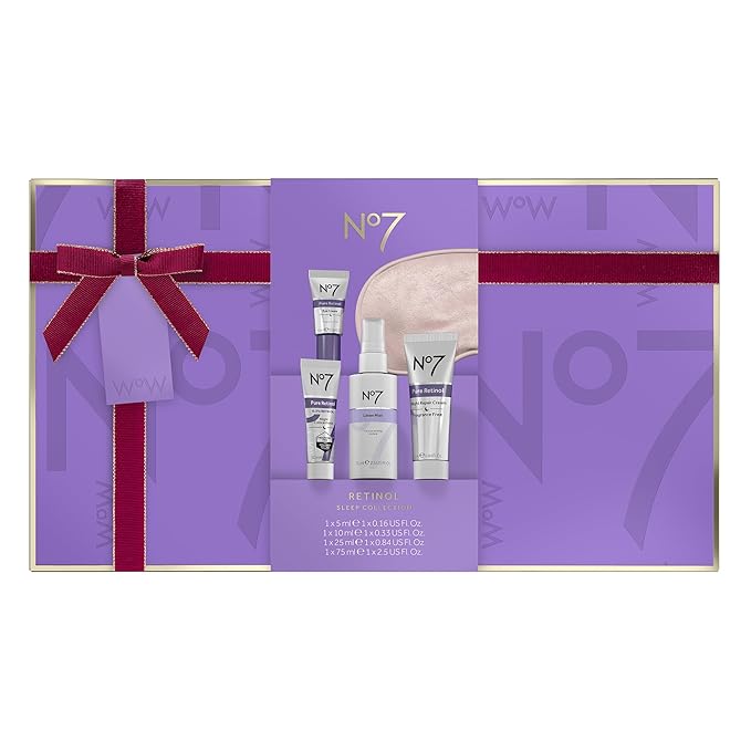 No7 Retinol Collection - Includes Retinol Night Repair Cream (25ml), Eye Cream (5ml), 0.3% Night Concentrate (10ml), Velvet Eye Mask & Pillow Mist (75ml) (5 Count)