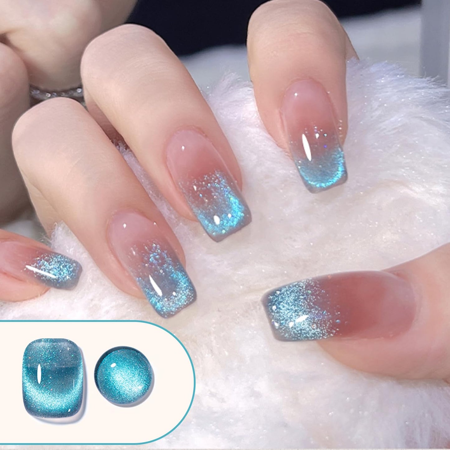 Double Rhythm 6 Colors Cat Eye Gel Polish Set Shimmer Glitter with Magnet Holographic Reflective Magnetic UV Nail Art Kit (6-Kit 23)