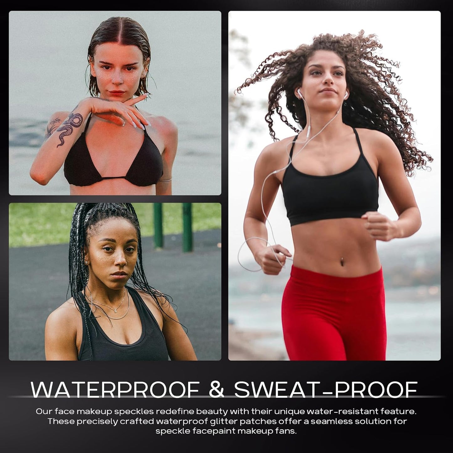 Face Glitter Freckles, Makeup Patches-Silver-Face Glitter Speckles Patches, 4pcs