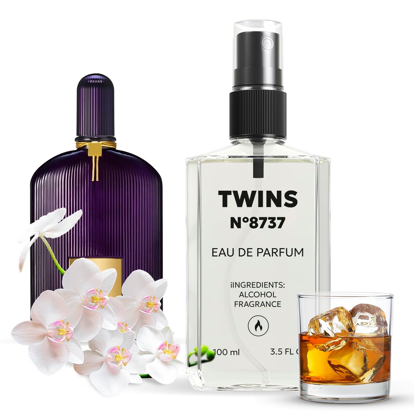 TWINS Impression of Velvet Orchid | Unisex Perfume for Women and Men Eau de Parfum | No.8737 | 3.4 Fl Oz / 100 ml