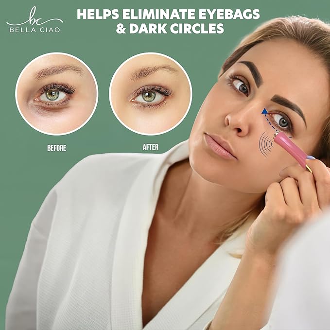 Bella Ciao Sonic Face and Eye Massager for Women, Vibration Massager for Dark Circles, Anti-Aging, Serum and Eye Cream Absorption, Battery Operated, Cordless Design