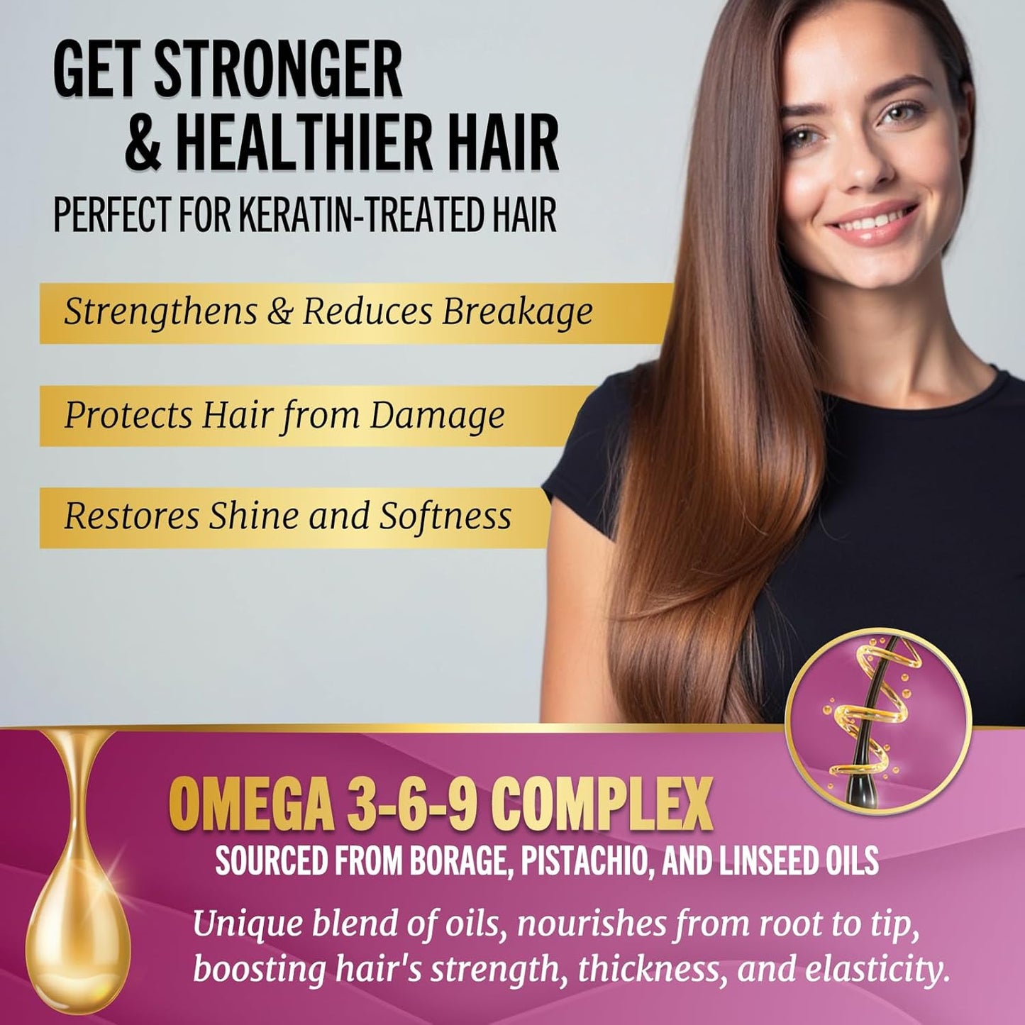 Jenoris Keratin Hair Mask for Dry, Damaged & Frizzy Hair – Deep Conditioning Treatment with Natural Omega 3-6-9 Complex & Pistachio Oil, Salon-Professional, Paraben & SLS Free, 8.45 Fl Oz