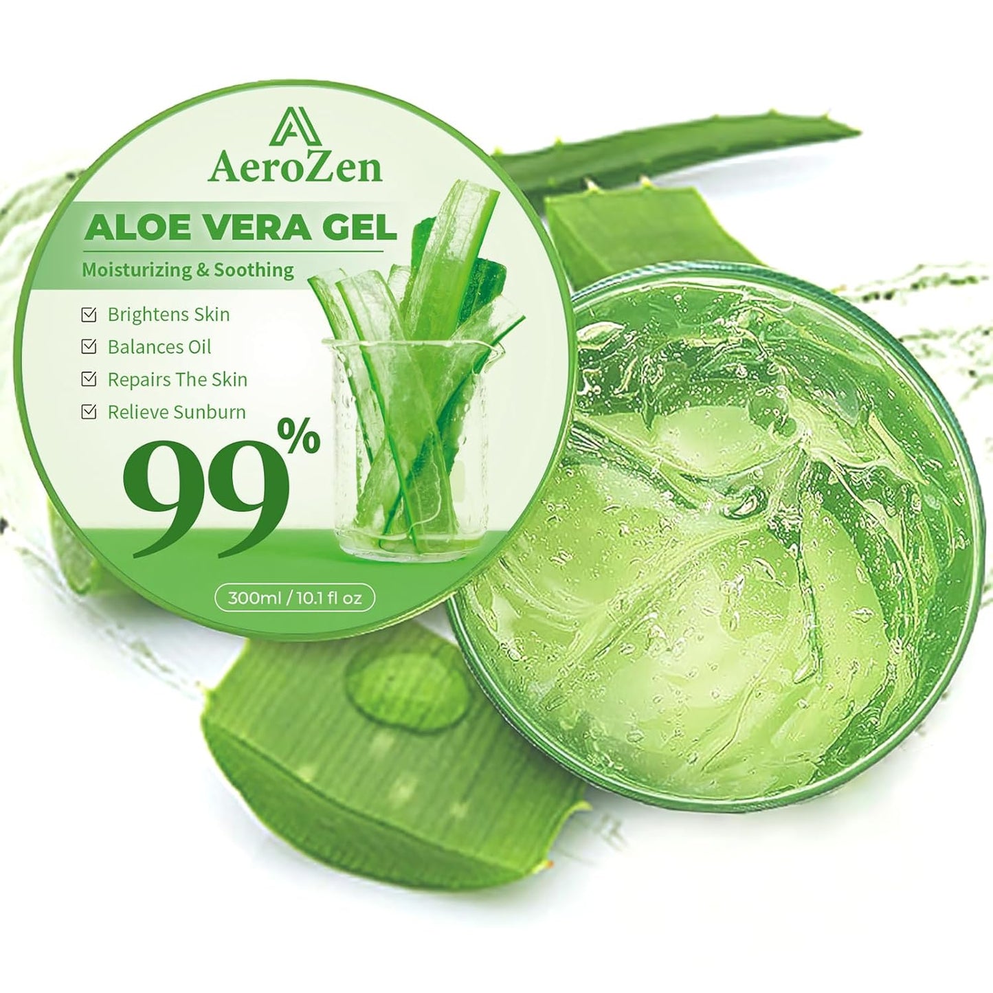 Aero Zen 99% Pure & Organic Aloe Vera Gel - 3-Pack (31.5oz) | Bulk Hydration for Daily & Sun Care | Lightweight, Non-Greasy, Alcohol-Free for Face/Body/Hair | Vegan