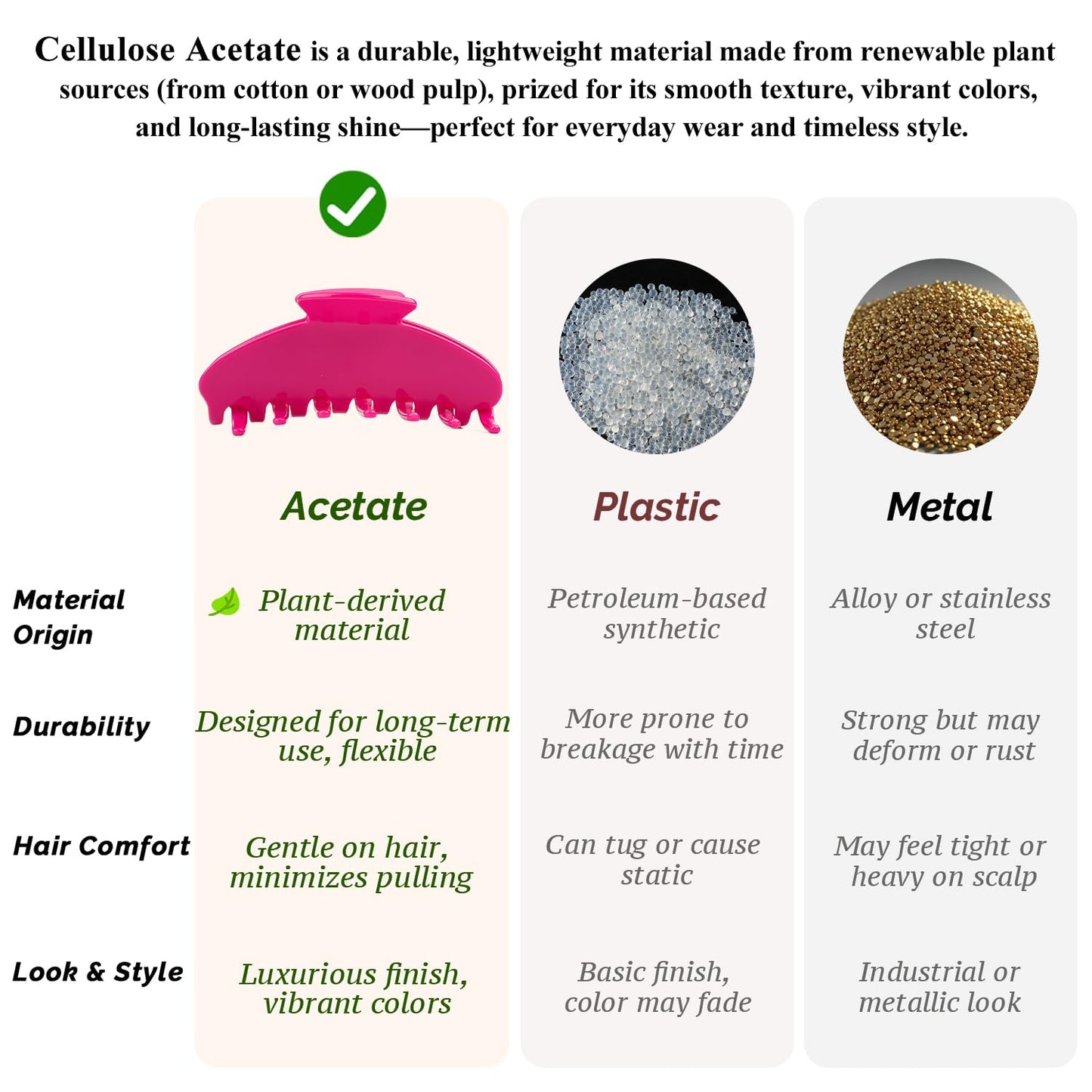 MAORULU Premium Durable Acetate Hair Claw Clips for Women Girls, 4 Inch Large Cute Jaw Clip for Thick or Thin Hair, Vintage Y2K Hair Clips (Hot Pink)