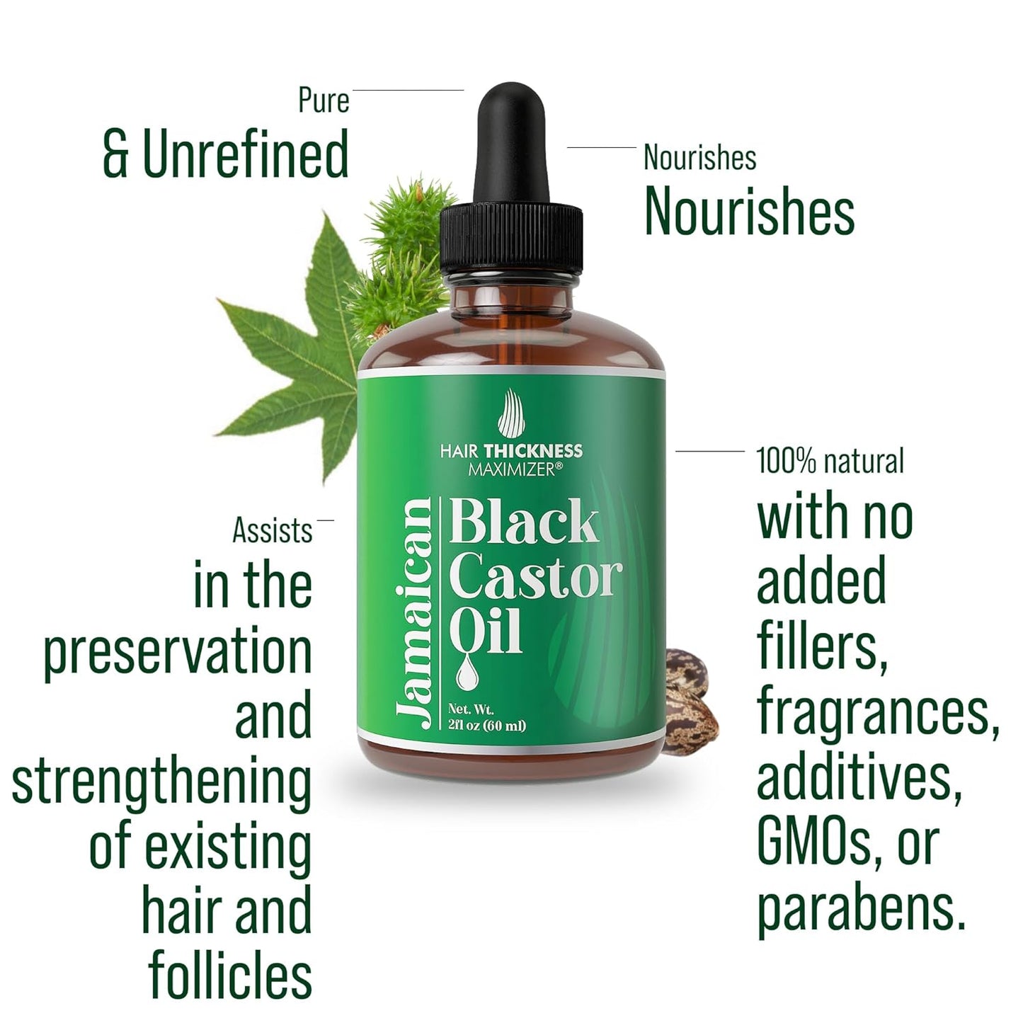 Jamaican Black Castor Oil for Hair Growth. Strengthens & Hydrates Thinning, Dry Hair for a Healthier-Looking Scalp. For Women & Men – Vegan & Unscented 2oz Serum (Pack of 2)