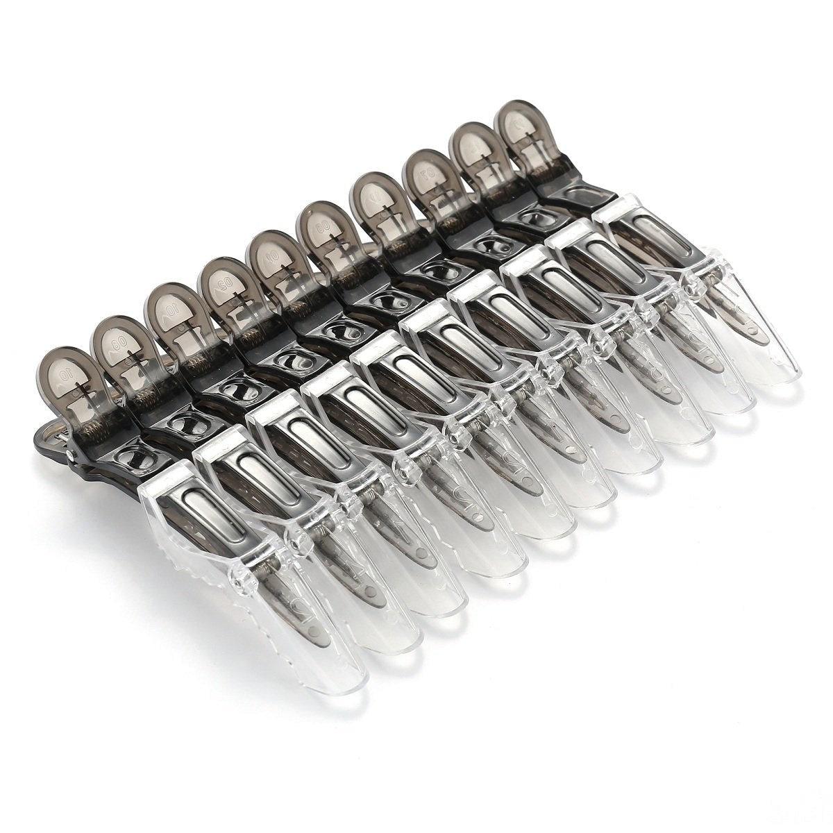 10pcs/set Multicolor Croc Alligator Clips - Transparent Plastic Hair Styling Sectioning Barrettes Non Slip Salon DIY Accessories Hairpins for Women and Girls (10pcs-Black)