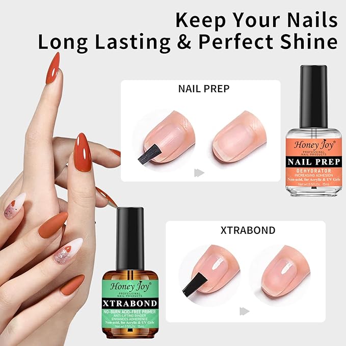 Nail Dehydrator Primer Cuticle Oil Set, Acid-Free Nail Prep Kit, Professional Strong Bond Primer for Long-lasting Acrylic Nails, Gel Polish, UV Gels, Fast Air Dry, Superior Adhesion (0.5Fl oz), NP-002