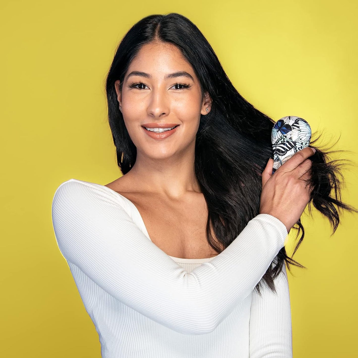 Hand Grip Brush, Gentle Detangling, Detangler Hair Brush for All Hair Types. For use on Wet or Dry Hair (Blue Butterfly)