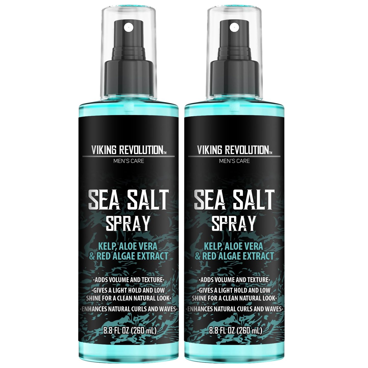 Viking Revolution Sea Salt Spray for Hair Men - Hair Texturizing Sprays with Kelp, Aloe Vera & Red Algae Extract - Surf Sprays to Add Volume and Texture- Sea Salt for Men Beach Hair Spray (2 pack)