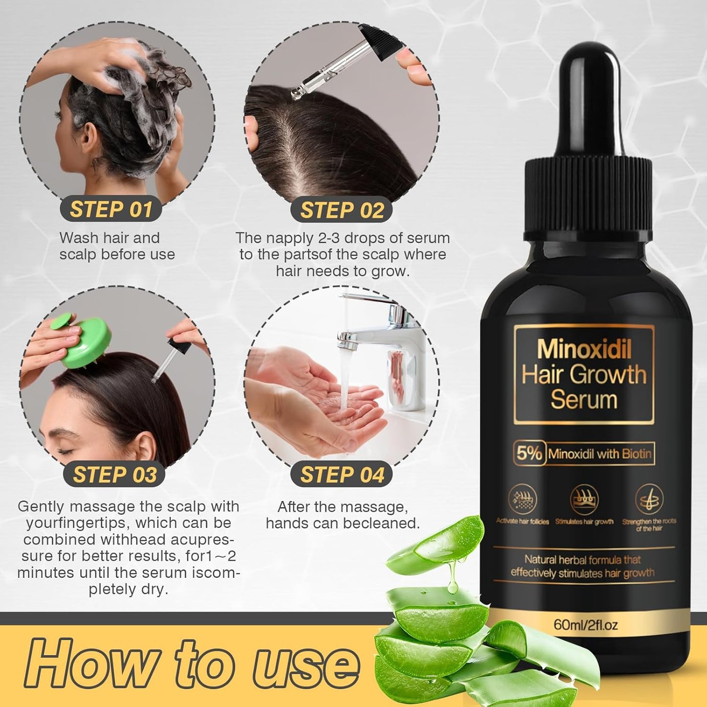 5% Minoxidil Hair Growth for Men and Women, Minoxidil Hair Growth Serum, Promotes Hair Growth, Strengthens Hair Follicles, Helps Prevent Hair Fall and Hair Loss