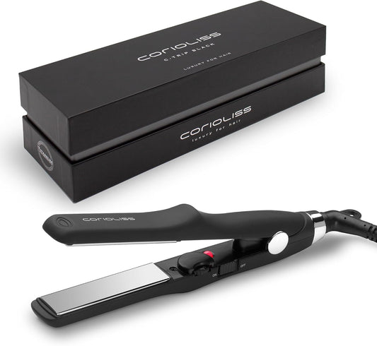CORIOLISS C Trip Mini | Hair Straighteners for Women | Titanium| Flat Iron | Professional with Temperature Control (Black Soft Touch)