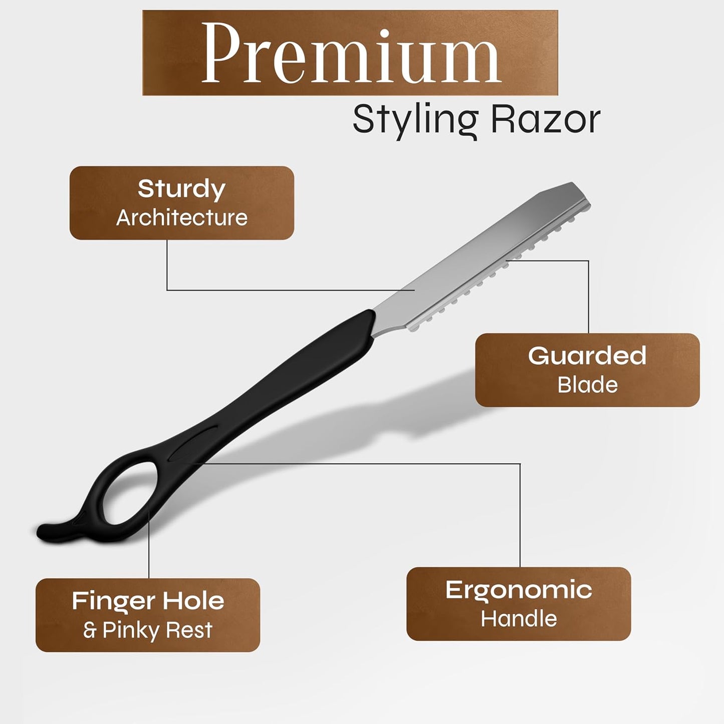 Facón Hair Razors for Cutting Hair - Professional Hair Styling Razor Kit with 11 Replacement Blades, Stainless Steel Hair Cutting Tool for Salon & Home, Premium Hair Thinning Texturizing Faether Razor